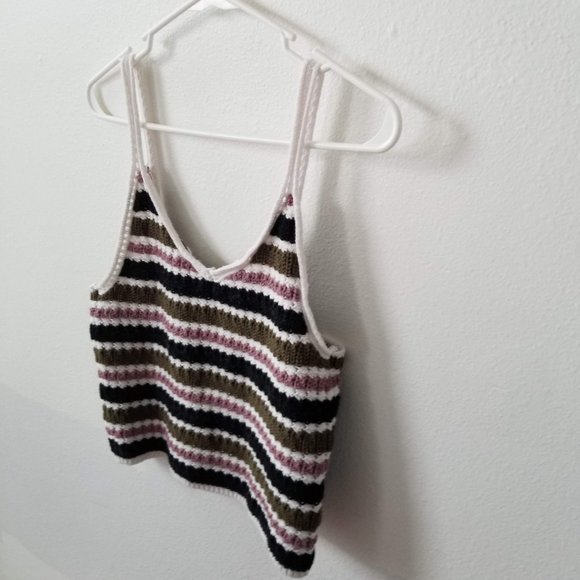 aeropostale knitted crop tank top striped size large. 100% cotton, so soft! - Picture 3 of 6